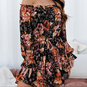 Believe in Yourself Off the Shoulder Printed Mini Dress